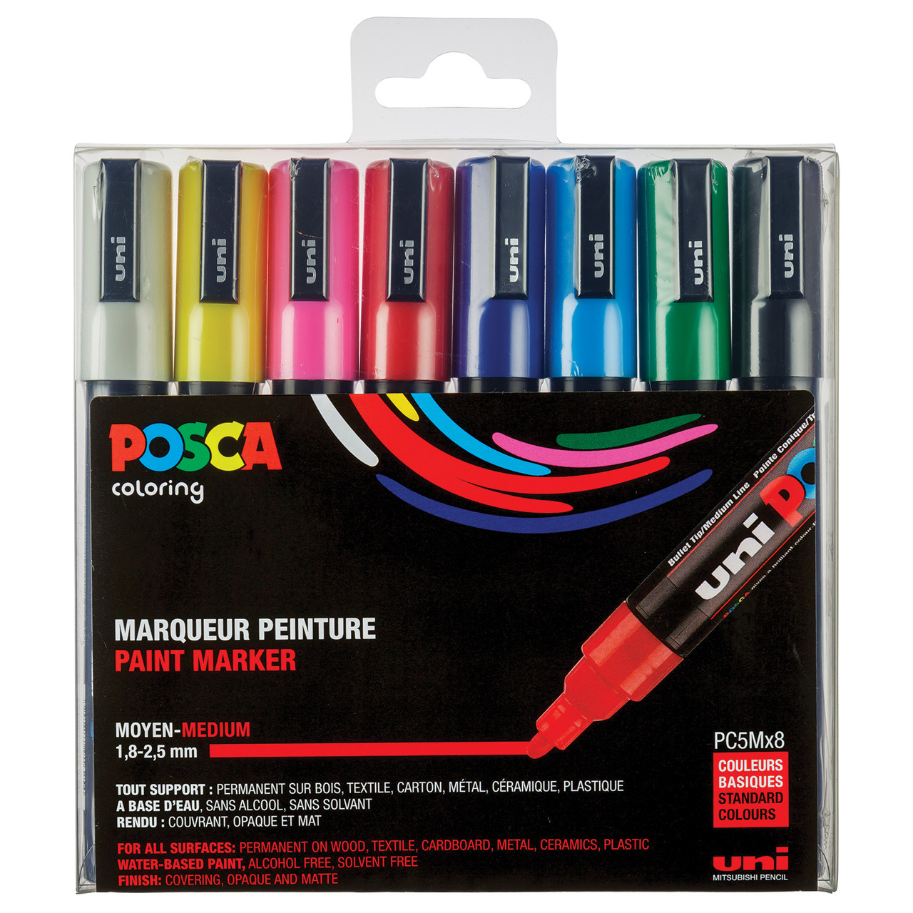 Posca Acrylic Paint Marker Set 8-Color Medium - Meininger Art Supply